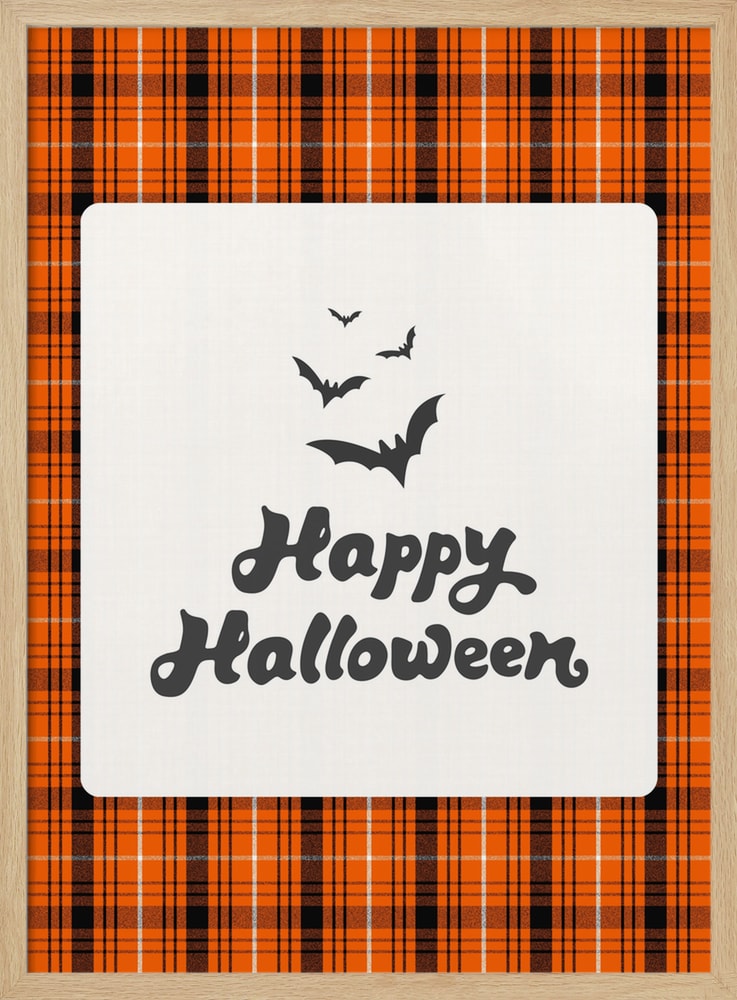Happy Halloween Plaid Halloween Wall Art Print – Gothic Vintage Halloween Poster