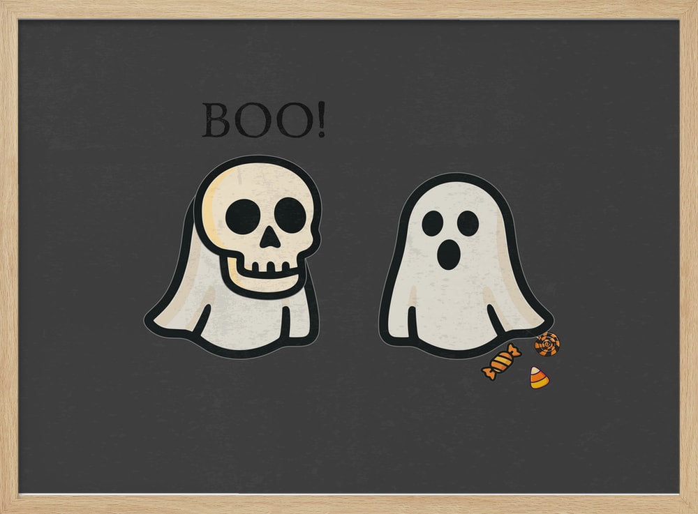 Halloween Ghosts Boo Halloween Wall Art Print – Cute Kawaii Halloween Poster