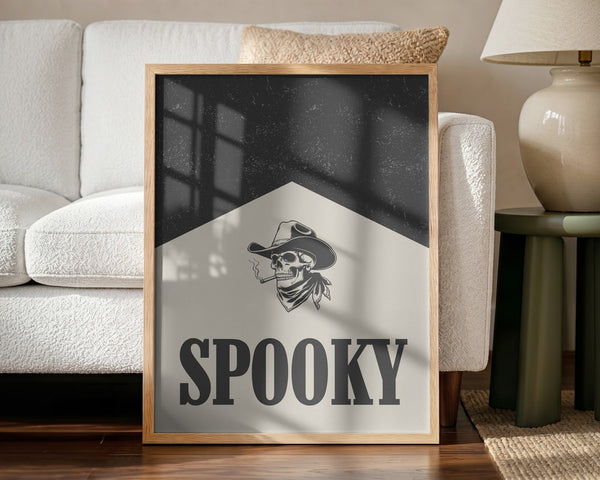 Spooky Cowboy Skull Halloween Wall Art Print – Gothic Skull Halloween Poster