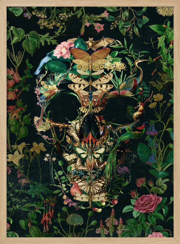 Dark Nature Skull Halloween Wall Art Print – Gothic Skull Halloween Poster