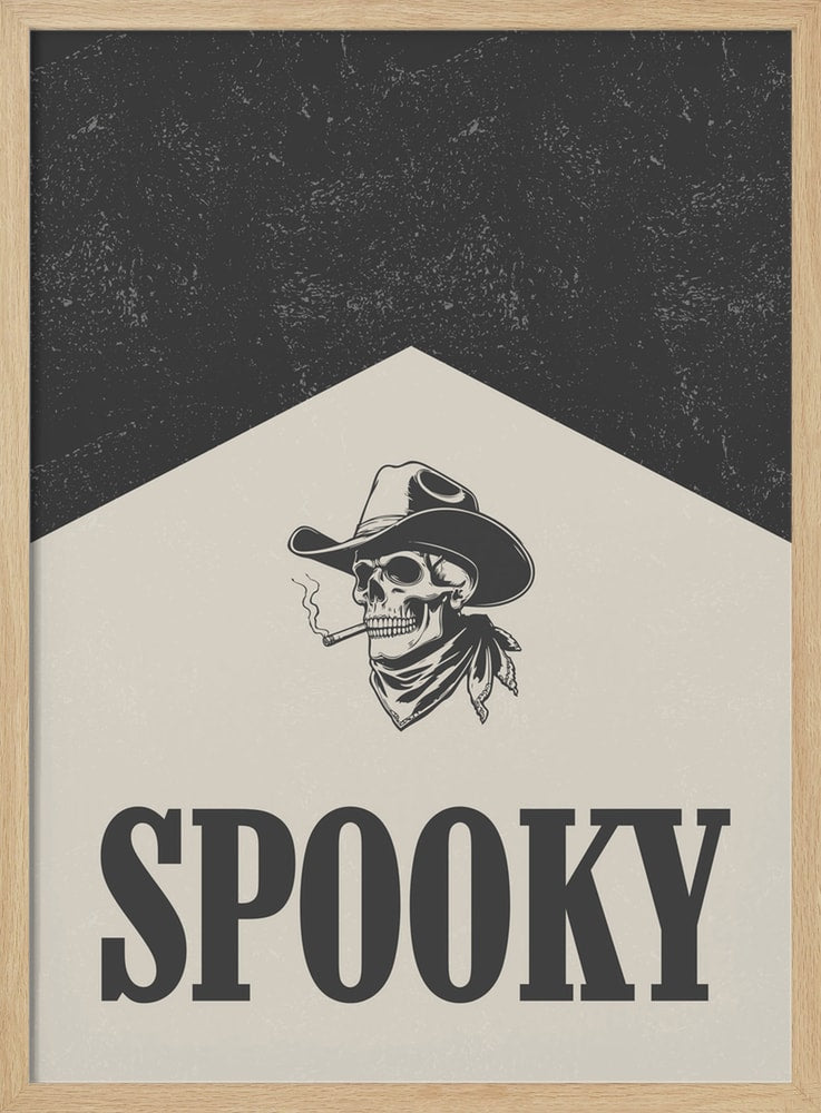 Spooky Cowboy Skull Halloween Wall Art Print – Gothic Skull Halloween Poster