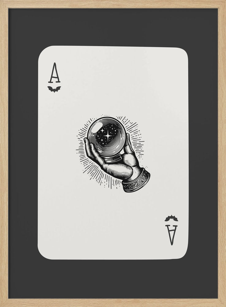 Mystical Crystal Ball Ace Halloween Wall Art Print – Gothic Occult Halloween Poster