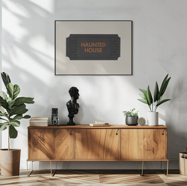 Haunted House Ticket Halloween Wall Art Print – Funny Halloween Poster
