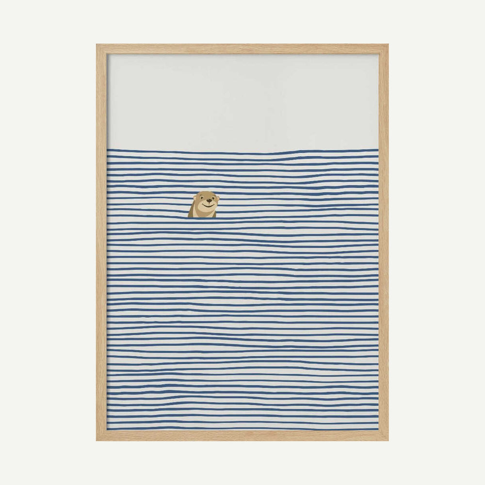 Happy Otter In Stripes Art Print UK — Abstract Vibrant Wall Art — Bedroom — Wall It All Prints