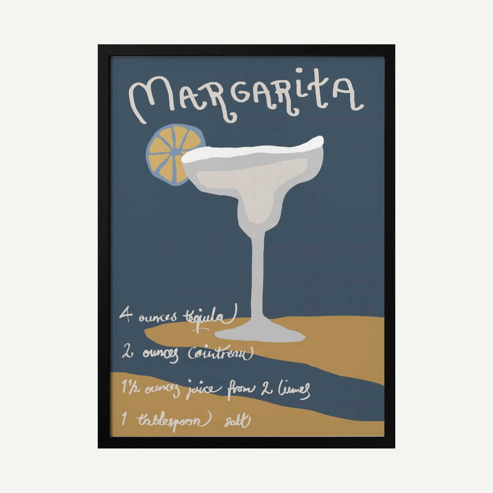 Margarita Cocktail Recipe Art Print UK — Abstract Dark Wall Art — Kitchen — Wall It All Prints
