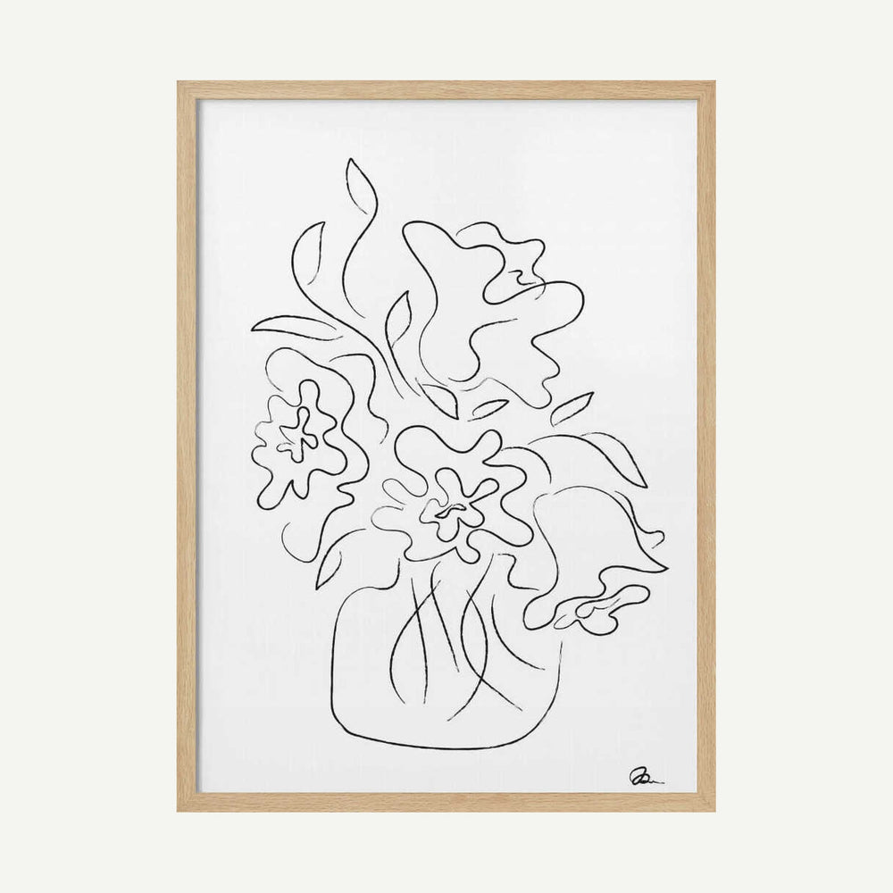 Minimalist Floral Vase Art Print UK — Botanical Dark Wall Art — Office — Wall It All Prints
