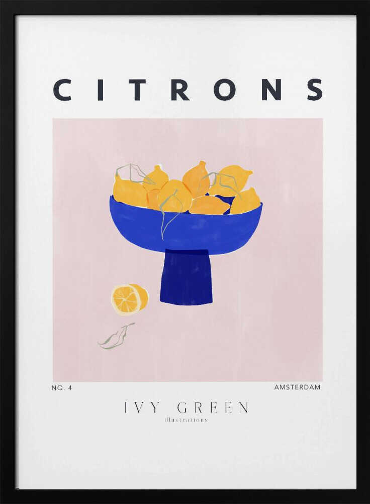 Vibrant Lemons Blue Bowl
