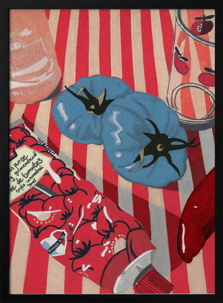 Blue Tomatoes on Stripes