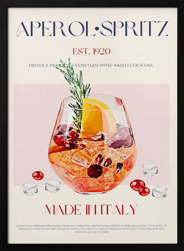 Venetian Spritz Cocktail Art Print UK — Vintage Vibrant Wall Art — Kitchen — Wall It All Prints