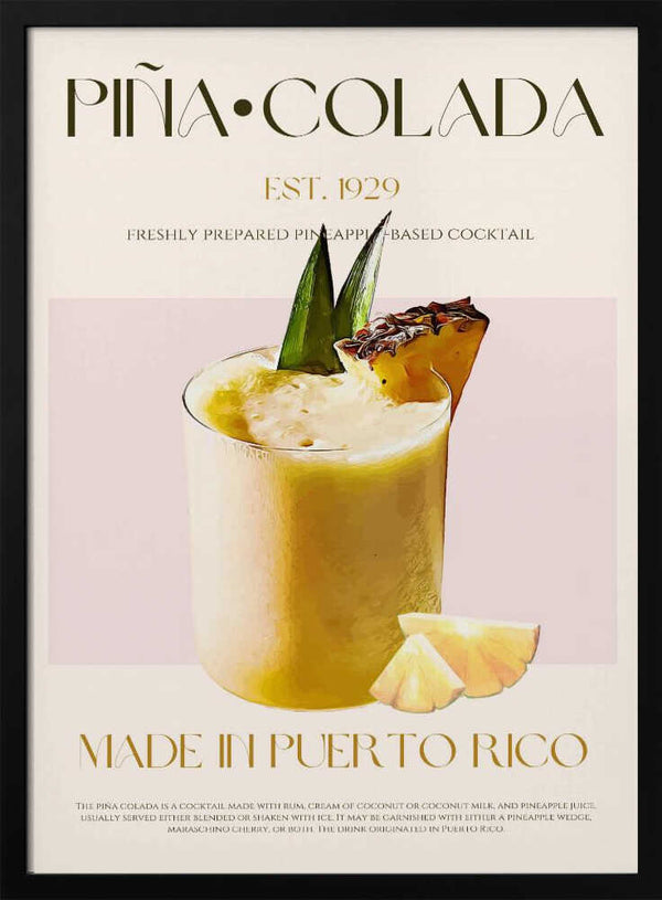 Puerto Rico Piña Colada Art Print UK — Food Vibrant Wall Art — Kitchen — Wall It All Prints