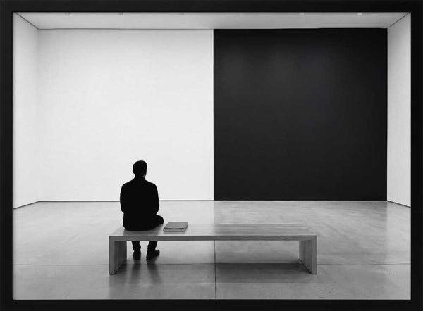 Man in Art Gallery Art Print UK — Abstract Dark Wall Art — Bathroom — Wall It All Prints