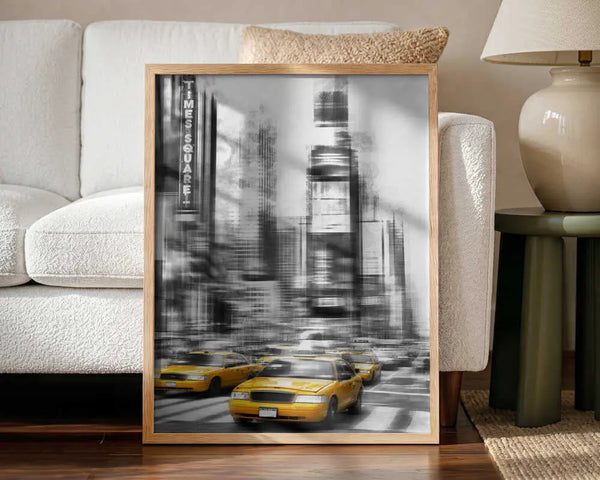 Times Square Taxis Art Print UK — Abstract Vibrant Wall Art — Living Room — Wall It All Prints