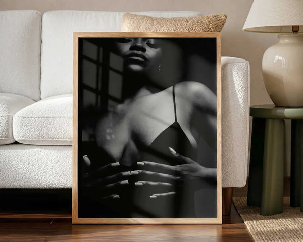 Sensual Black Woman Art Print UK — Dark Moody Calm Wall Art — Living Room — Wall It All Prints