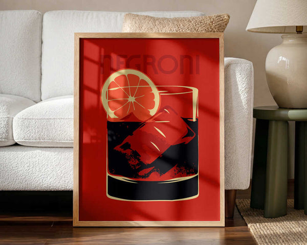 Classic Negroni Cocktail Art Print UK — Abstract Vibrant Wall Art — Kitchen — Wall It All Prints