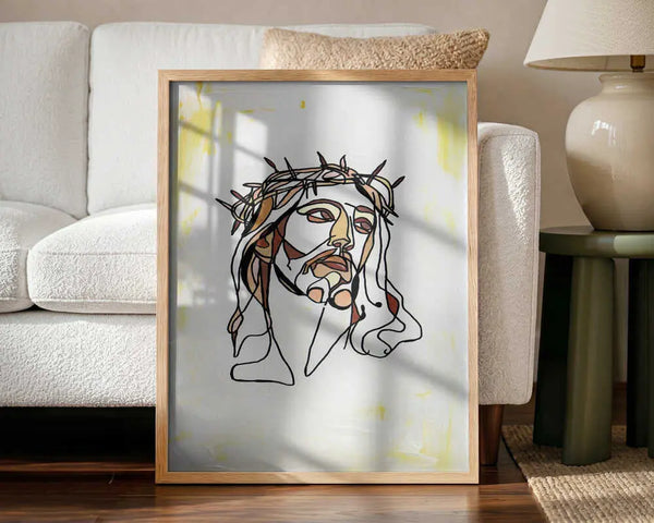 Jesus Abstract line art portrait of Jesus Christ wearing a crown of thorns Rafal Kulik