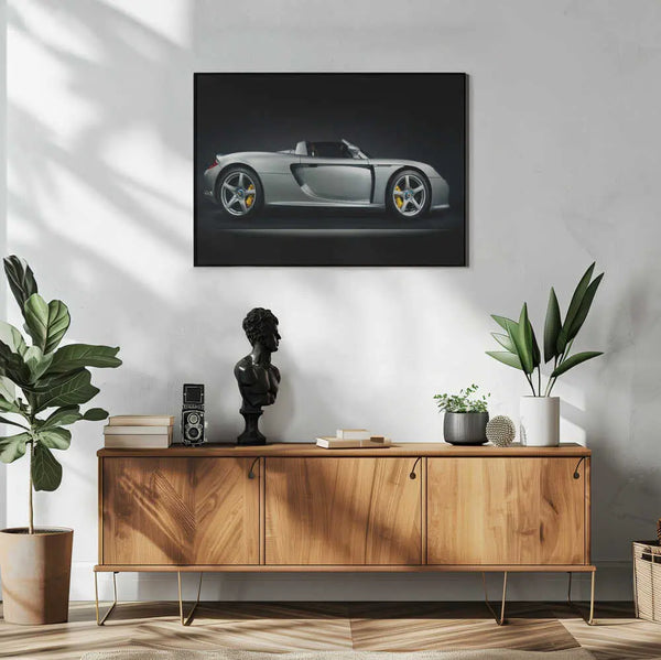 Elegant Silver Supercar Art Print UK — Dark Moody Dark Wall Art — Living Room — Wall It All Prints