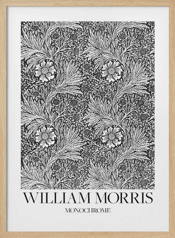 Marigold Monochrome Art Print UK — Botanical Dark Wall Art — Living Room — Wall It All Prints