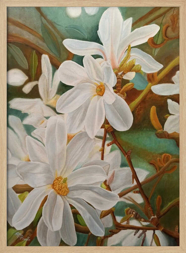 Blooming White Magnolia Art Print UK — Botanical Vibrant Wall Art — Living Room — Wall It All Prints