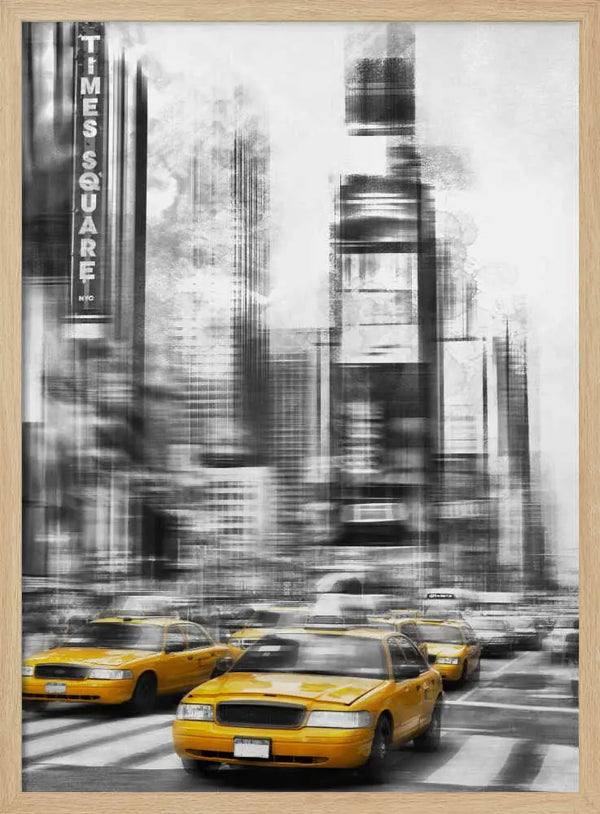 Times Square Taxis Art Print UK — Abstract Vibrant Wall Art — Living Room — Wall It All Prints