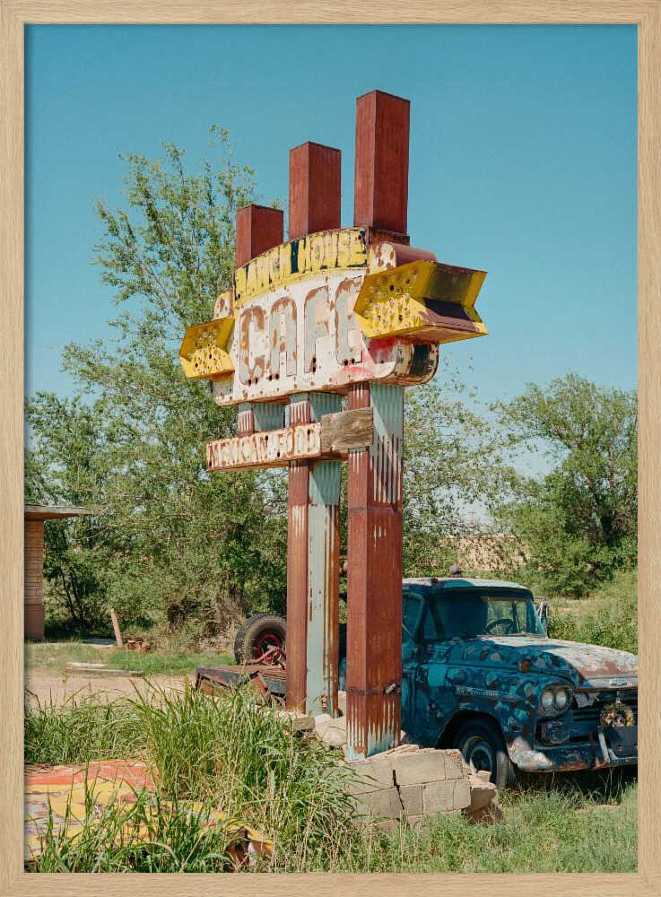 Rustic Cafe Sign Truck Art Print UK — Botanical Fresh Wall Art — Living Room — Wall It All Prints