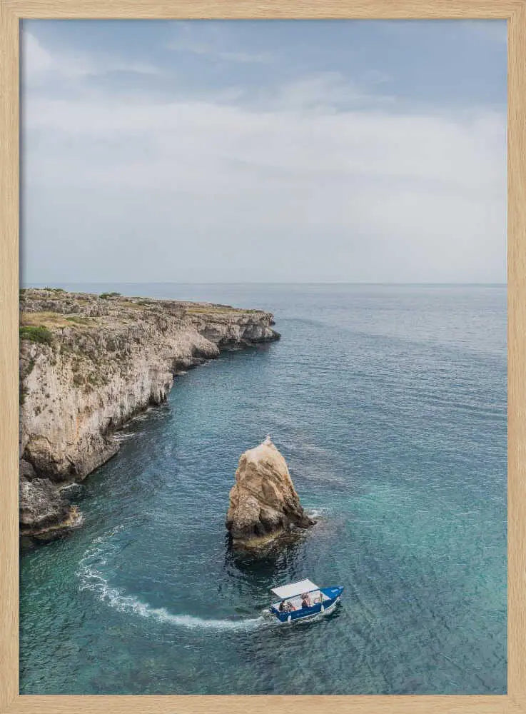 Turquoise Coastal Boat Trip Art Print UK — Landscape Calm Wall Art — Bedroom — Wall It All Prints
