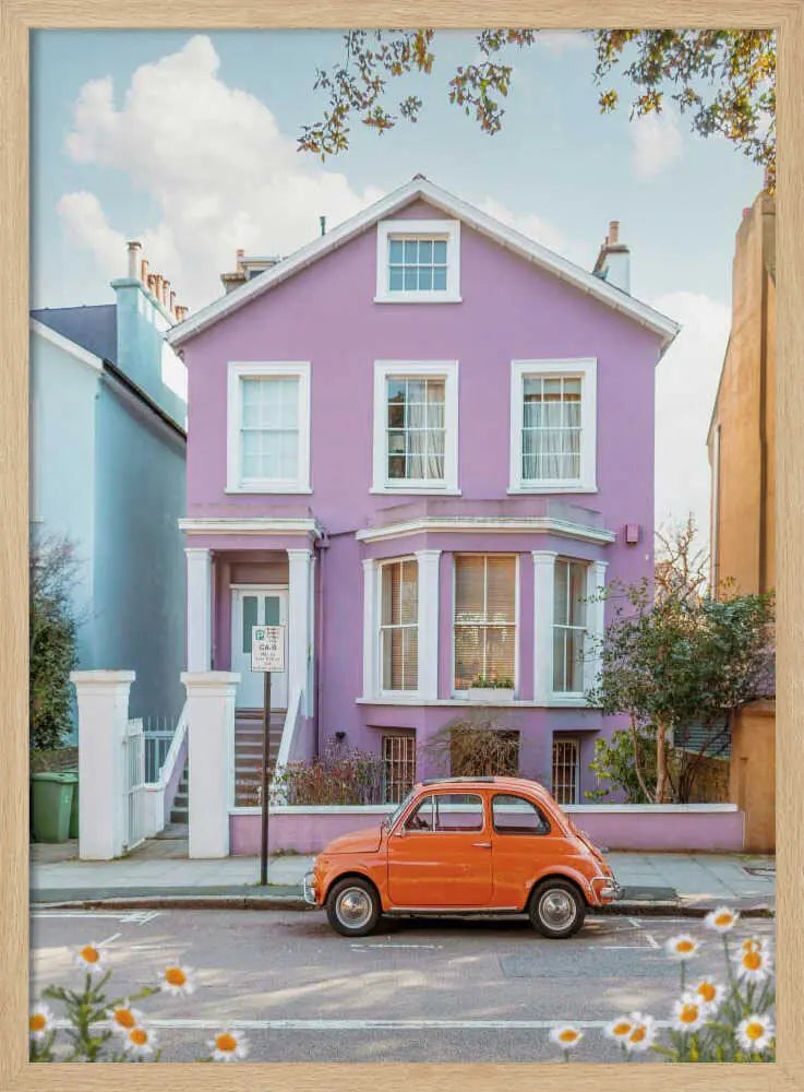 Charming Purple House Car Art Print UK — Botanical Vibrant Wall Art — Living Room — Wall It All Prints