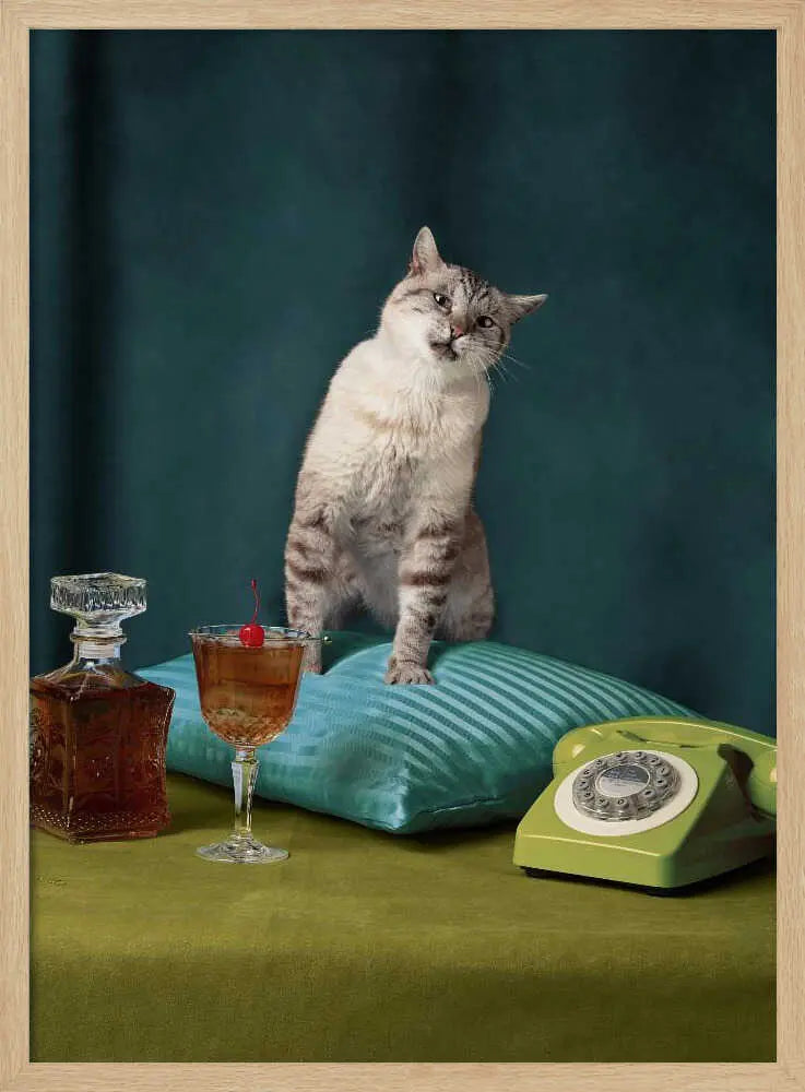 Funny Retro Cat Art Print UK — Portrait Fresh Wall Art — Living Room — Wall It All Prints