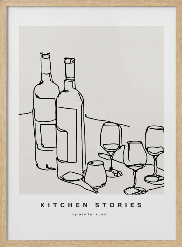 Wine and Conversation Art Print UK — Abstract Minimal Wall Art — Kitchen — Wall It All Prints