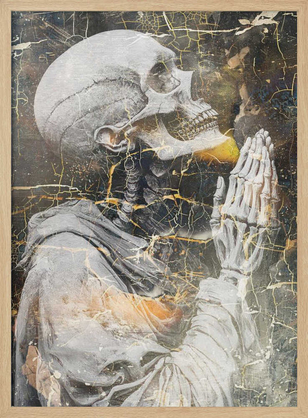 Golden Cracked Skeleton Prayer Rafal Kulik