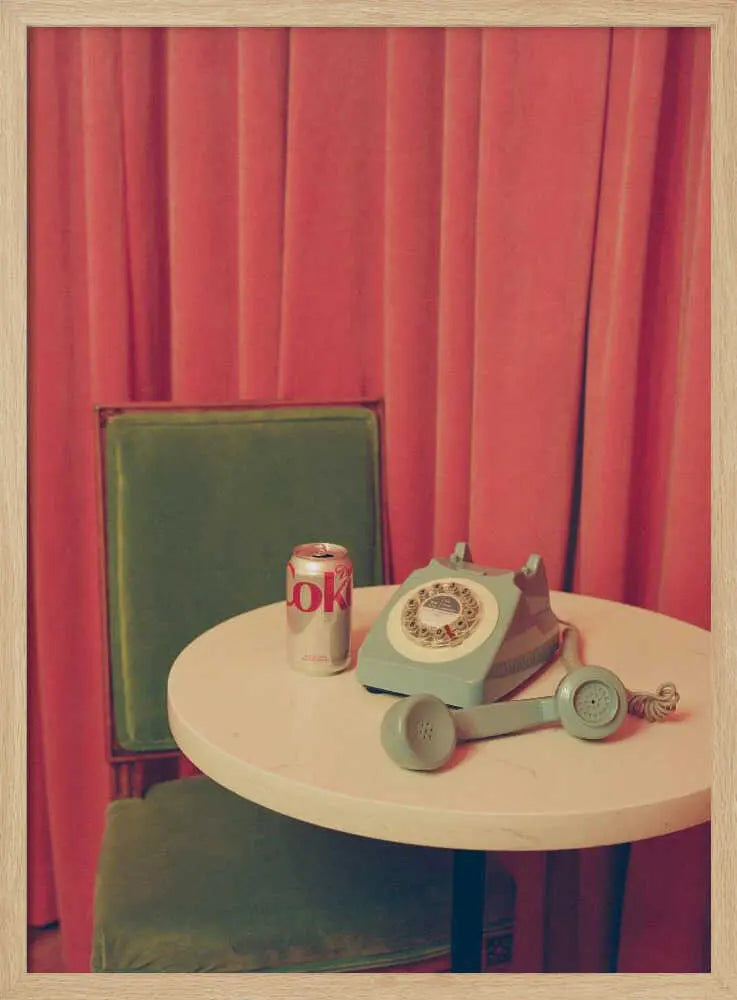 Retro Pink Phone Art Print UK — Vintage Calm Wall Art — Living Room — Wall It All Prints