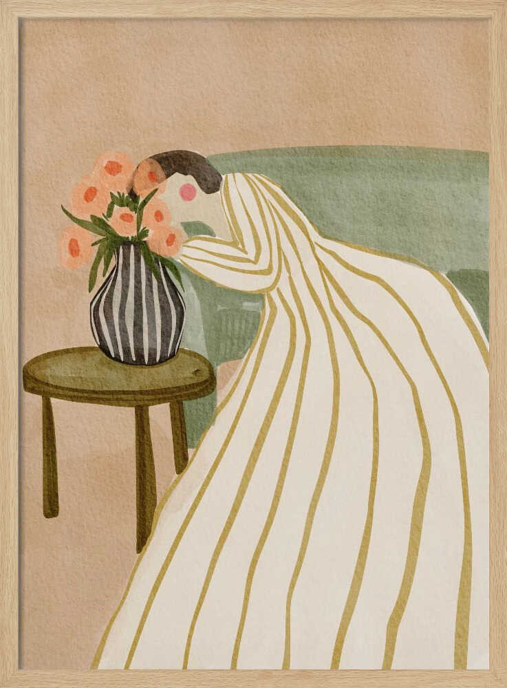 Woman Admiring Flowers