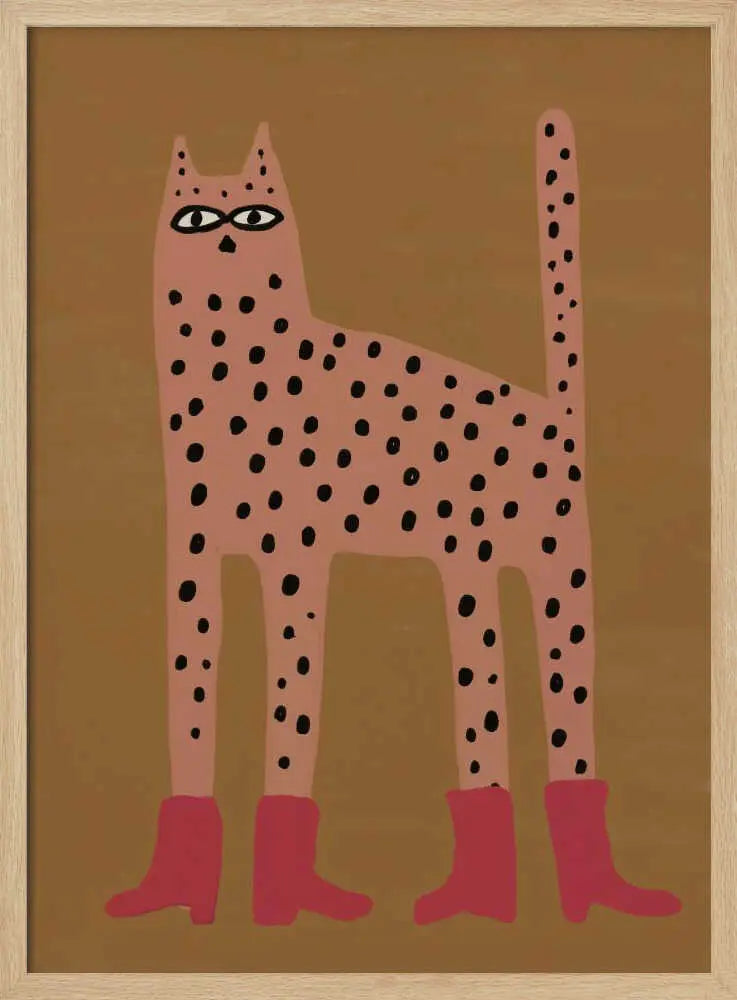 Spotted Cat in Boots Art Print UK — Abstract Minimal Wall Art — Living Room — Wall It All Prints