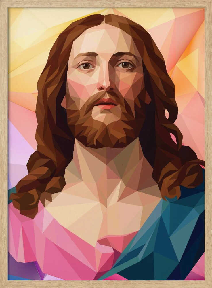 Modern Geometric Jesus Portrait Low Profile