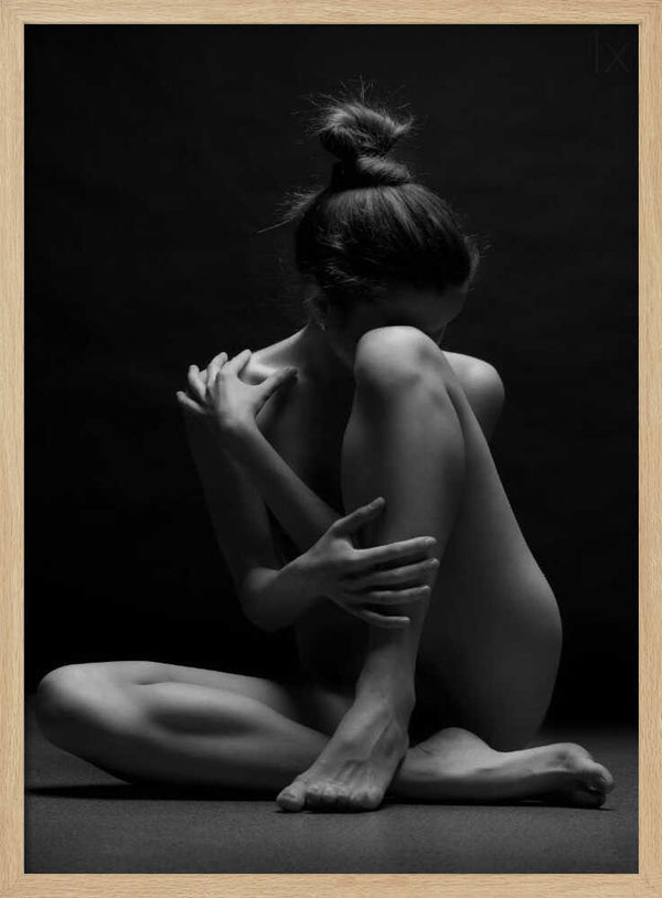 Pensive Female Nude Art Print UK — Dark Moody Calm Wall Art — Bedroom — Wall It All Prints