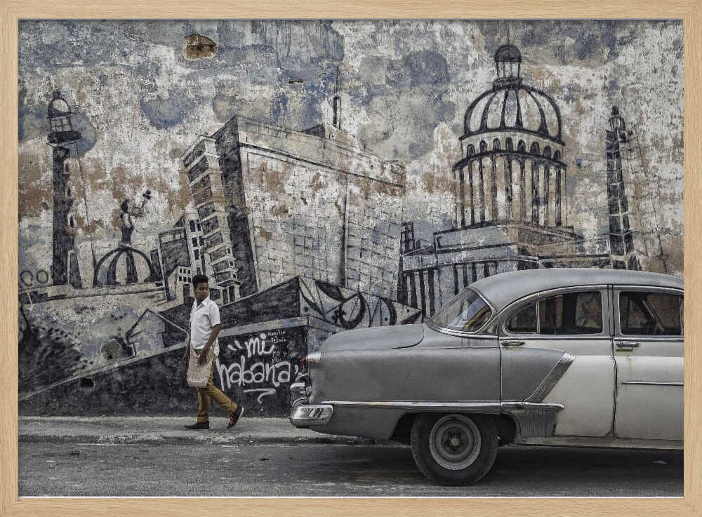 Havana Car And Mural Art Print UK — Vintage Vibrant Wall Art — Living Room — Wall It All Prints