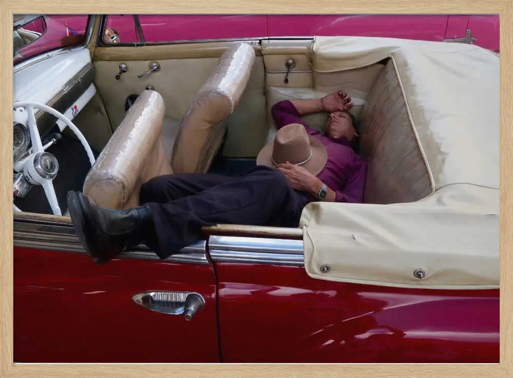 Classic Car Nap Art Print UK — Vintage Calm Wall Art — Living Room — Wall It All Prints
