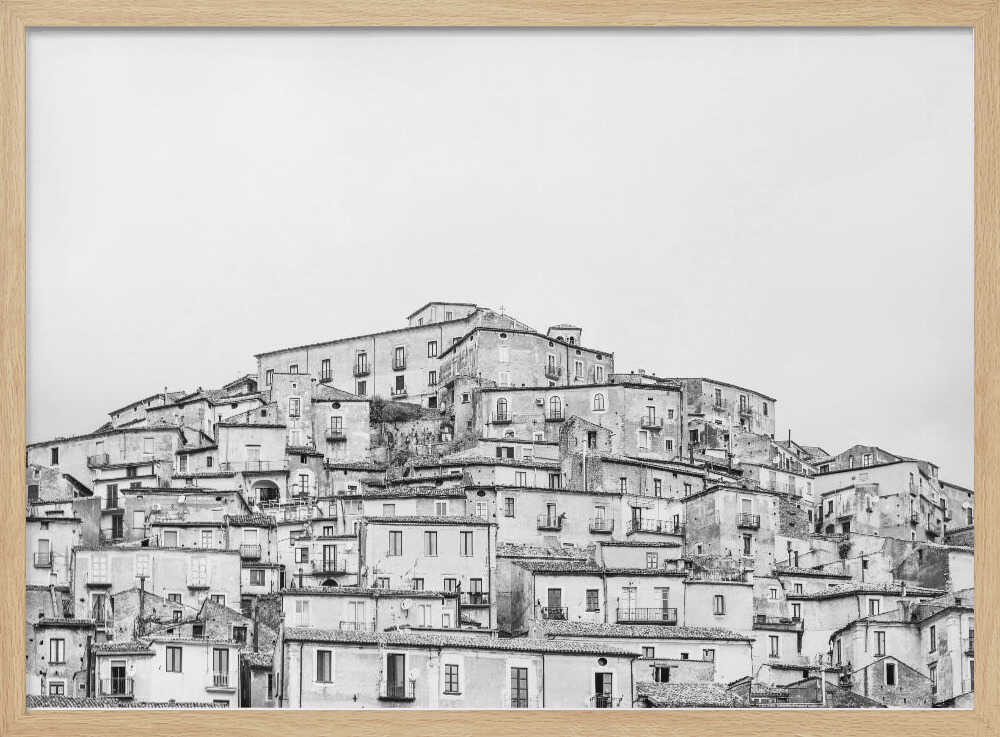 Historic Hillside Town Art Print UK — Landscape Dark Wall Art — Living Room — Wall It All Prints