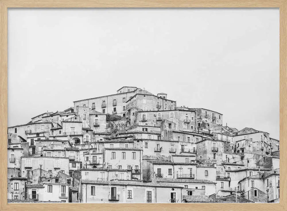 Historic Hillside Town Art Print UK — Landscape Dark Wall Art — Living Room — Wall It All Prints