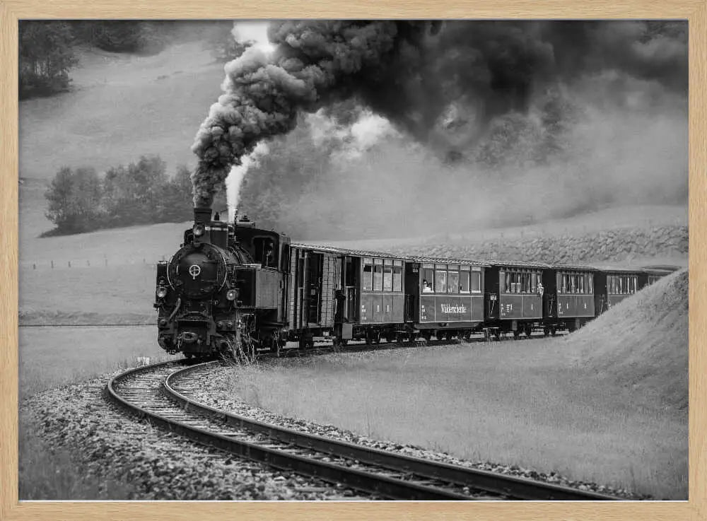 Nostalgic Steam Train Journey Art Print UK — Landscape Dark Wall Art — Living Room — Wall It All Prints