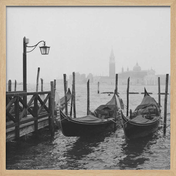 Misty Venice Gondolas Art Print UK — Dark Moody Calm Wall Art — Bedroom — Wall It All Prints