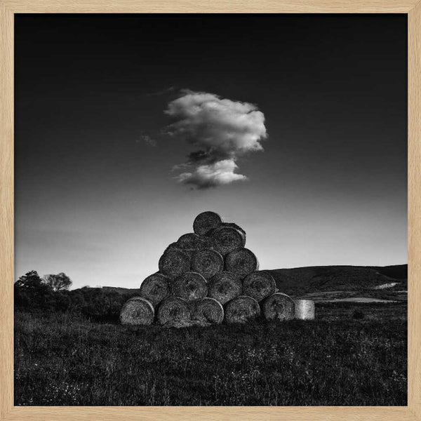 Monochrome Hay Pyramid Art Print UK — Dark Moody Dark Wall Art — Living Room — Wall It All Prints