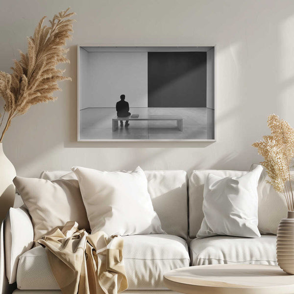 Man in Art Gallery Art Print UK — Abstract Dark Wall Art — Bathroom — Wall It All Prints