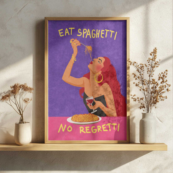 Eat spaghetti no regretti Art Print UK — Abstract Vibrant Wall Art — Kitchen — Wall It All Prints
