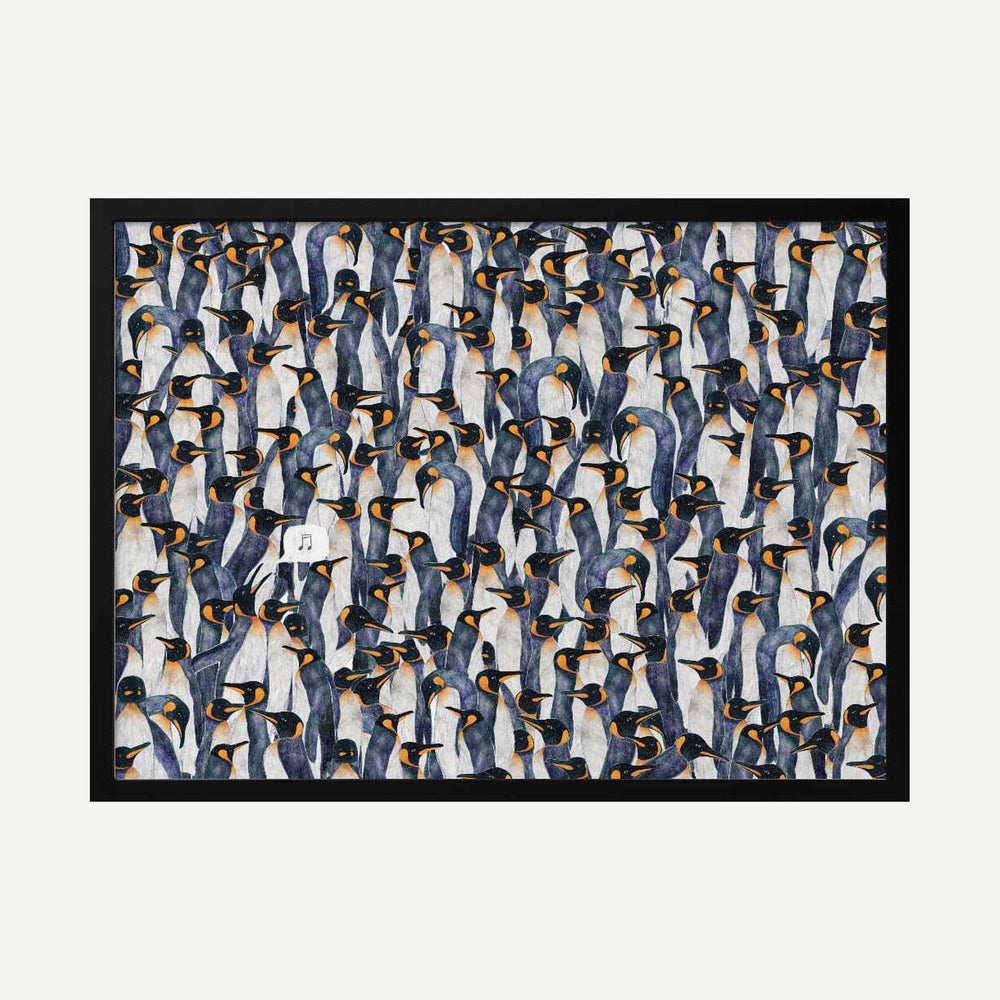 Singing King Penguins Art Print UK — Animal Dark Wall Art — Living Room — Wall It All Prints