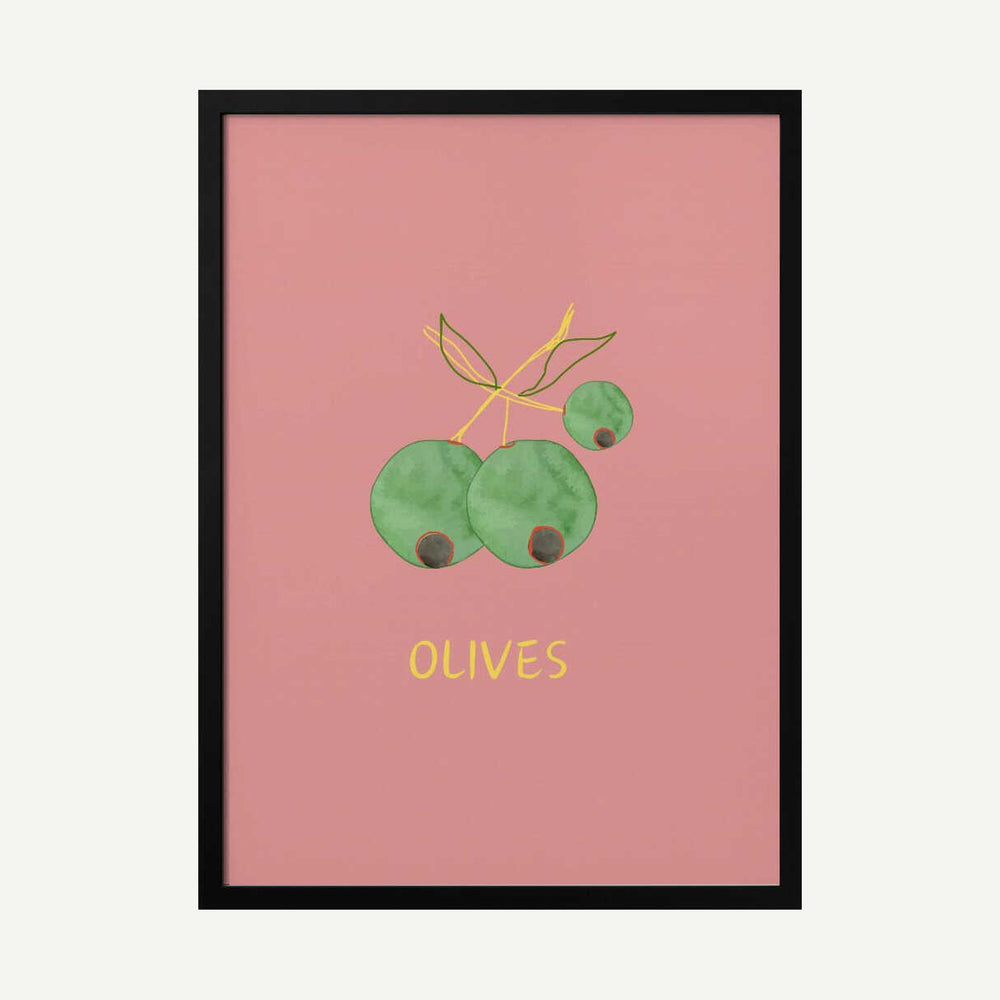 Watercolor Green Olives Art Print UK — Abstract Vibrant Wall Art — Kitchen — Wall It All Prints