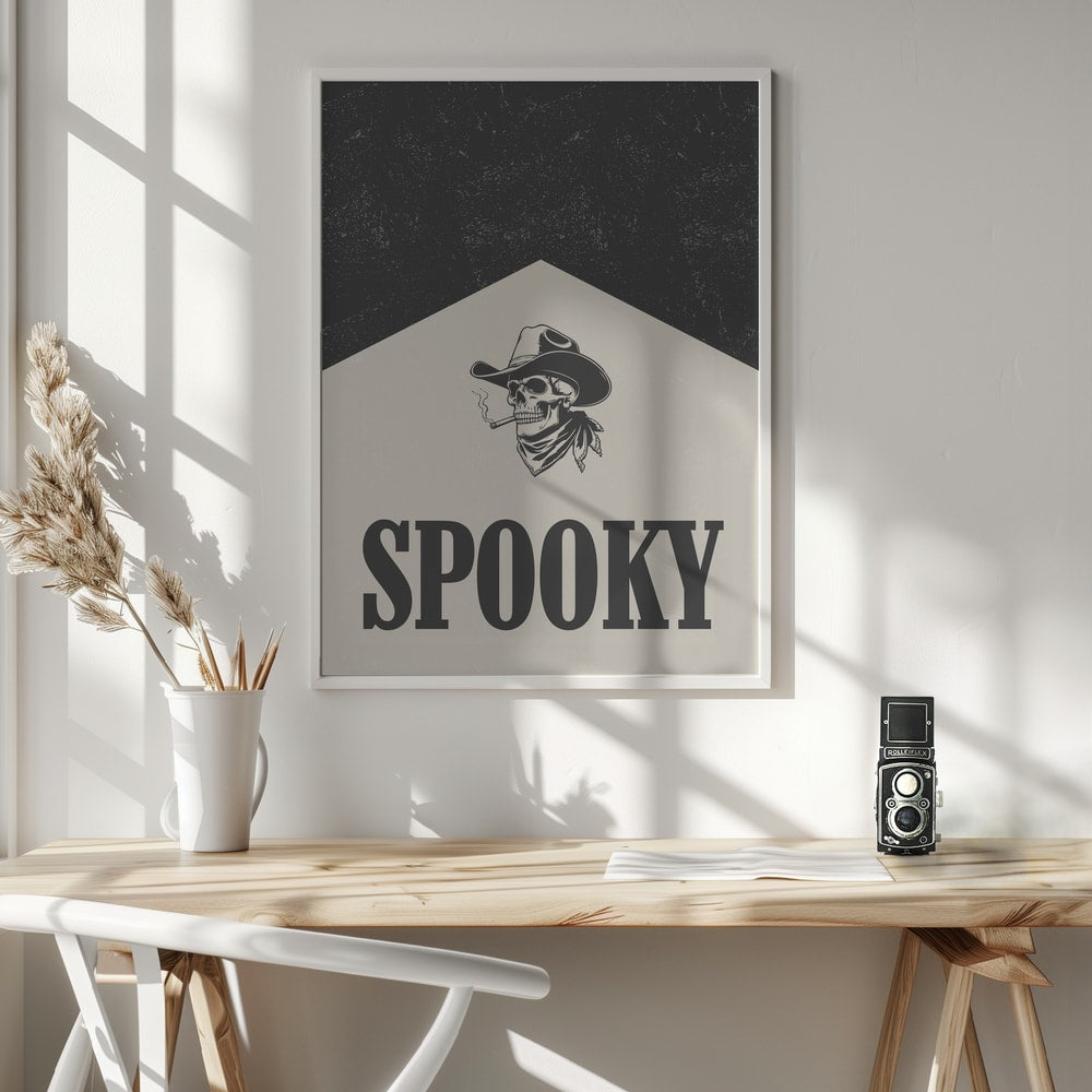 Spooky Cowboy Skull Halloween Wall Art Print – Gothic Skull Halloween Poster