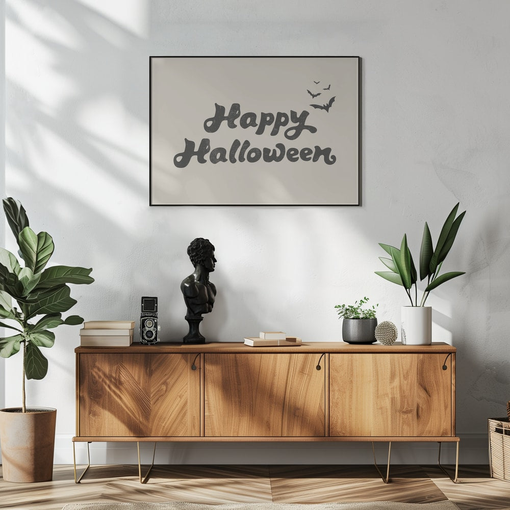 Happy Halloween Bats Halloween Wall Art Print – Spooky Halloween Poster