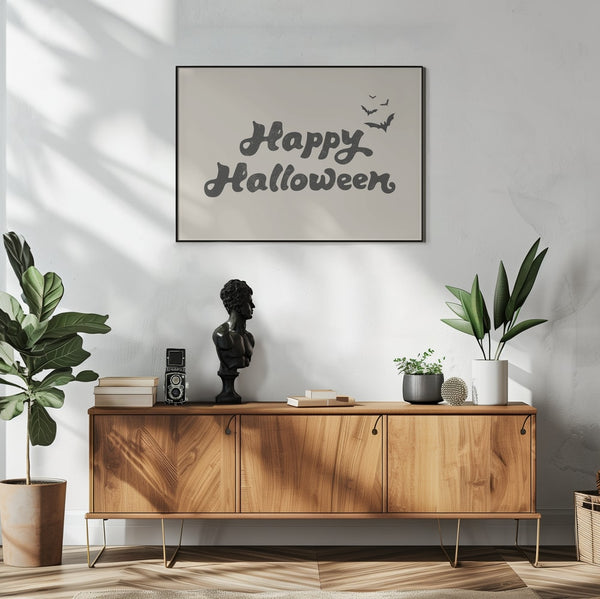 Happy Halloween Bats Halloween Wall Art Print – Spooky Halloween Poster