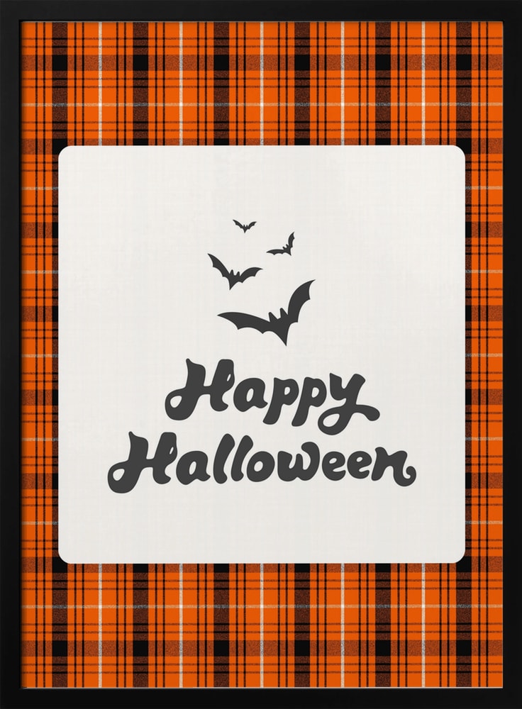 Happy Halloween Plaid Halloween Wall Art Print – Gothic Vintage Halloween Poster