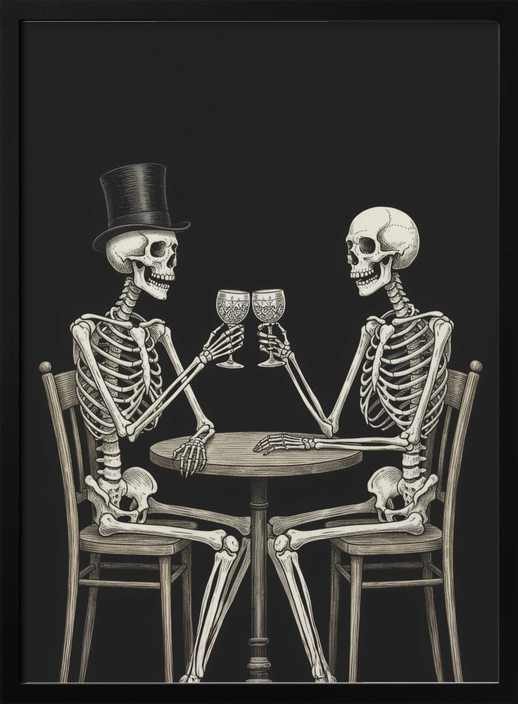 Skeletons Eternal Toast Halloween Wall Art Print – Gothic Skull Halloween Poster